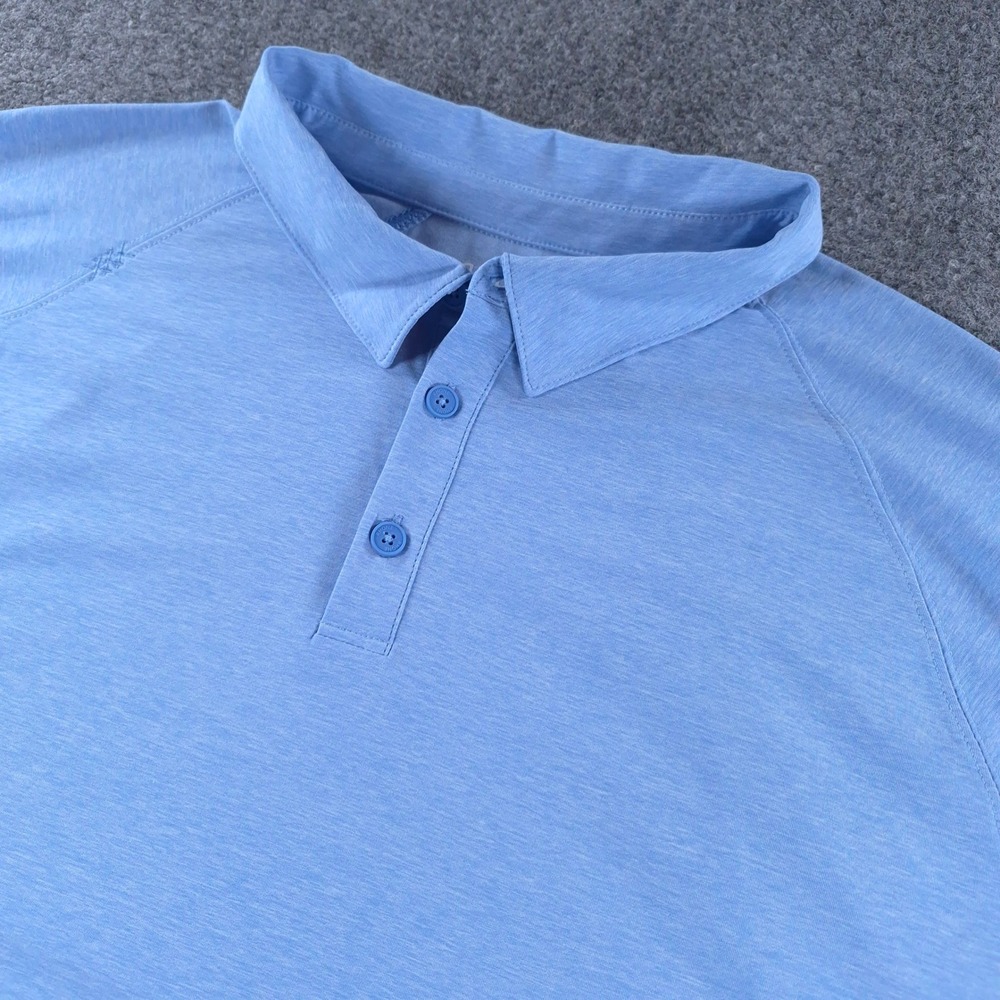 Rhone Mens Delta Pique Polo Shirt Blue Heather XXL Short Sleeve 101016 Golf